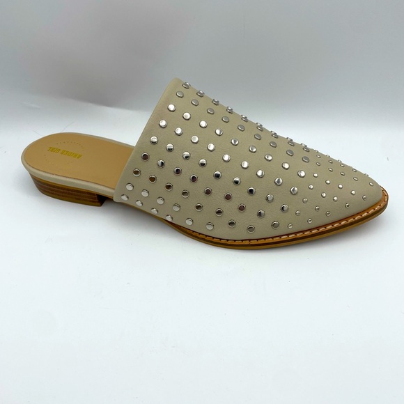 Arider Shoes - Studded Beige Leather Mule Slip-On